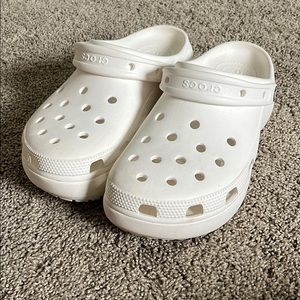 White Platform Crocs